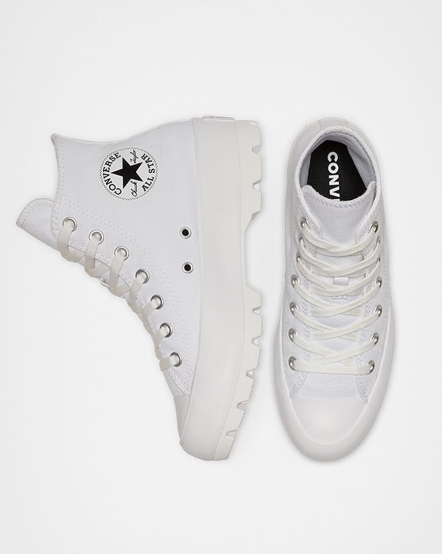 Dámské Boty Vysoké Converse Chuck Taylor All Star Lugged Bílé Černé Bílé | CZ IOJU79